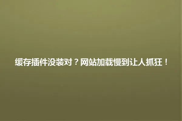 缓存插件没装对？网站加载慢到让人抓狂！ 一