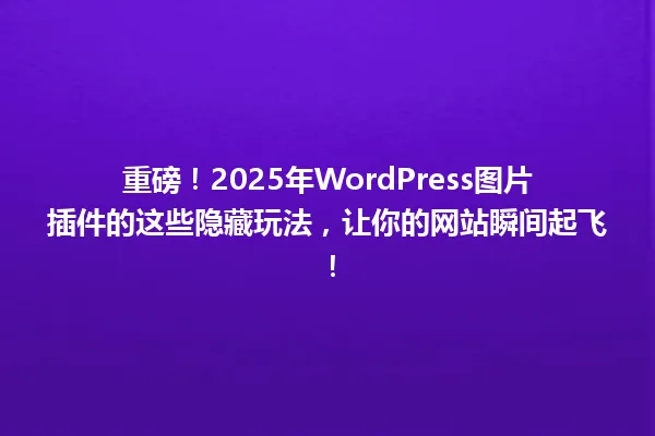 重磅!2025年WordPress图片插件的这些隐藏玩法,让你的网站瞬间起飞! 一