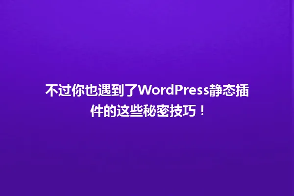 不过你也遇到了WordPress静态插件的这些秘密技巧! 一