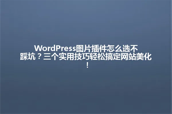 WordPress图片插件怎么选不踩坑?三个实用技巧轻松搞定网站美化! 一