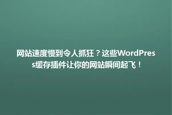 网站速度慢到令人抓狂?这些WordPress缓存插件让你的网站瞬间起飞! 一