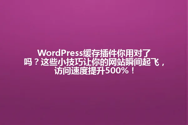 WordPress缓存插件你用对了吗?这些小技巧让你的网站瞬间起飞,访问速度提升500%! 一