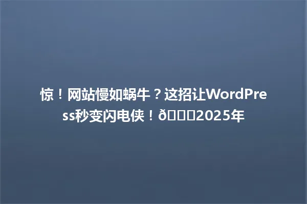 惊!网站慢如蜗牛?这招让WordPress秒变闪电侠!🚀2025年 一