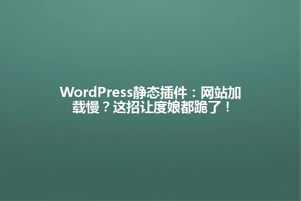 WordPress静态插件:网站加载慢?这招让度娘都跪了! 一