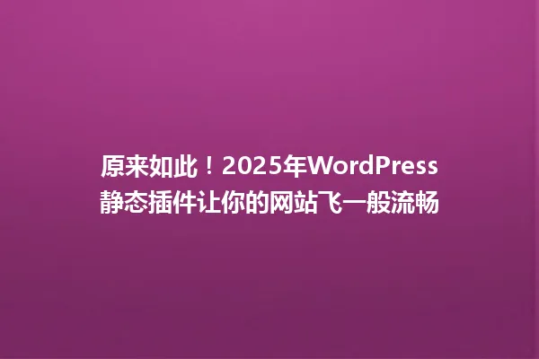 原来如此！2025年WordPress静态插件让你的网站飞一般流畅 一