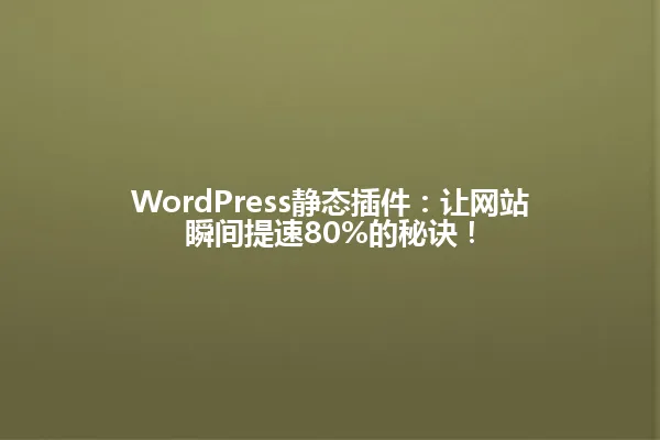 WordPress静态插件：让网站瞬间提速80%的秘诀！ 一