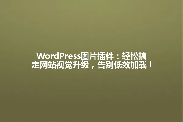WordPress图片插件:轻松搞定网站视觉升级,告别低效加载! 一