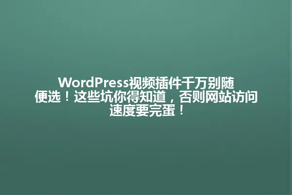 WordPress视频插件千万别随便选!这些坑你得知道,否则网站访问速度要完蛋! 一