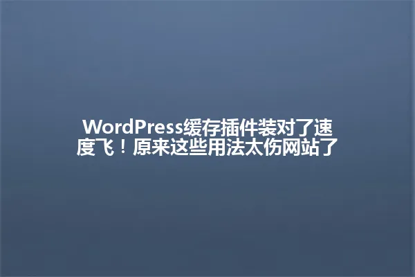 WordPress缓存插件装对了速度飞!原来这些用法太伤网站了 一