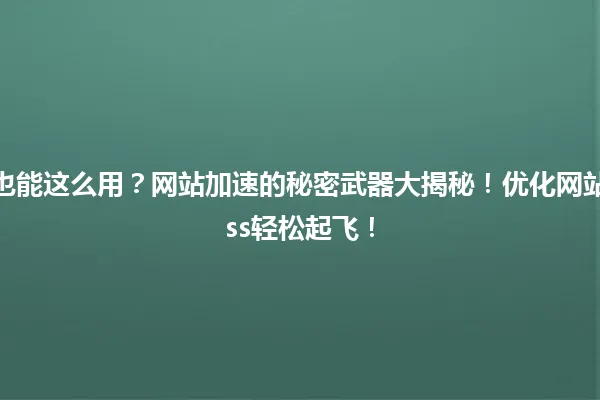 “WordPress静态插件”也能这么用?网站加速的秘密武器大揭秘!优化网站性能,让你的WordPress轻松起飞! 一