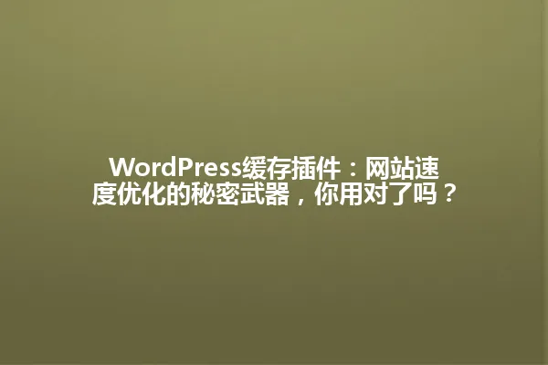 WordPress缓存插件:网站速度优化的秘密武器,你用对了吗? 一
