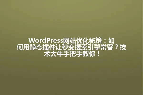 WordPress网站优化秘籍:如何用静态插件让秒变搜索引擎常客?技术大牛手把手教你! 一
