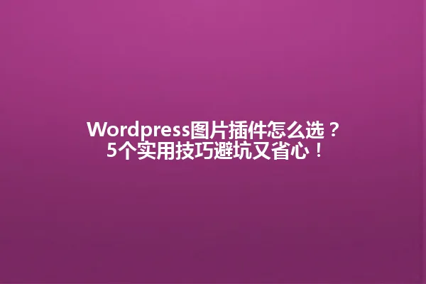 Wordpress图片插件怎么选？5个实用技巧避坑又省心！ 一