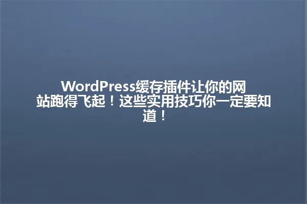 WordPress缓存插件让你的网站跑得飞起!这些实用技巧你一定要知道! 一