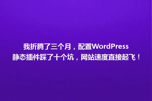 我折腾了三个月，配置WordPress静态插件踩了十个坑，网站速度直接起飞！ 一