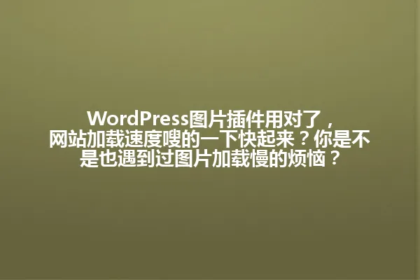 WordPress图片插件用对了,网站加载速度嗖的一下快起来?你是不是也遇到过图片加载慢的烦恼? 一