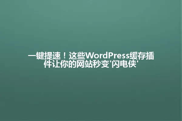 一键提速！这些WordPress缓存插件让你的网站秒变'闪电侠' 一