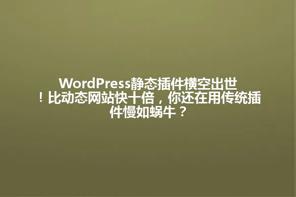 WordPress静态插件横空出世！比动态网站快十倍，你还在用传统插件慢如蜗牛？ 一