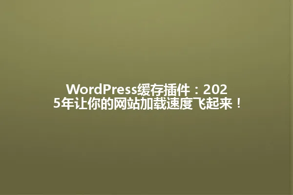 WordPress缓存插件:2025年让你的网站加载速度飞起来! 一