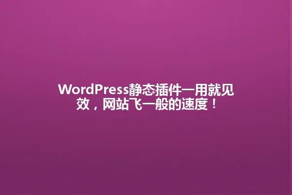 WordPress静态插件一用就见效,网站飞一般的速度! 一