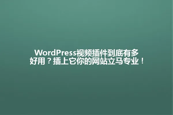 WordPress视频插件到底有多好用？插上它你的网站立马专业！ 一