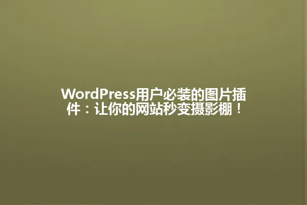 WordPress用户必装的图片插件:让你的网站秒变摄影棚! 一