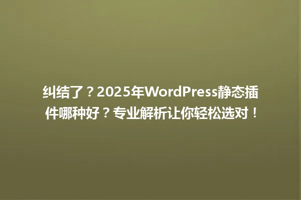 纠结了?2025年WordPress静态插件哪种好?专业解析让你轻松选对! 一