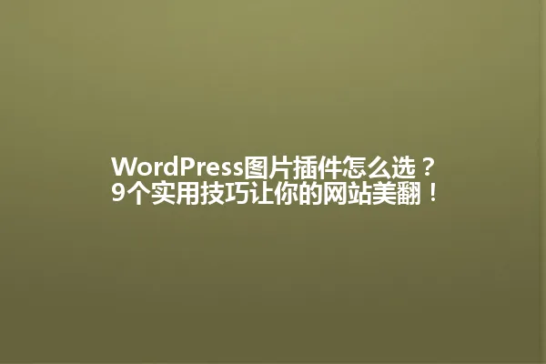 WordPress图片插件怎么选?9个实用技巧让你的网站美翻! 一