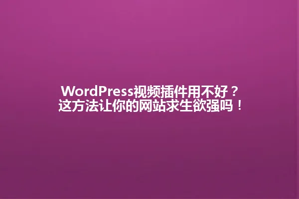WordPress视频插件用不好?这方法让你的网站求生欲强吗! 一