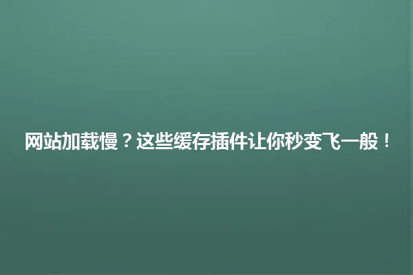 网站加载慢?这些缓存插件让你秒变飞一般! 一