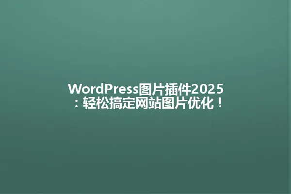 WordPress图片插件2025:轻松搞定网站图片优化! 一