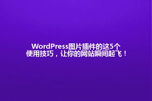 WordPress图片插件的这5个使用技巧,让你的网站瞬间起飞! 一