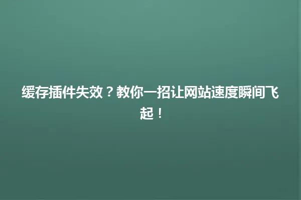 缓存插件失效?教你一招让网站速度瞬间飞起! 一