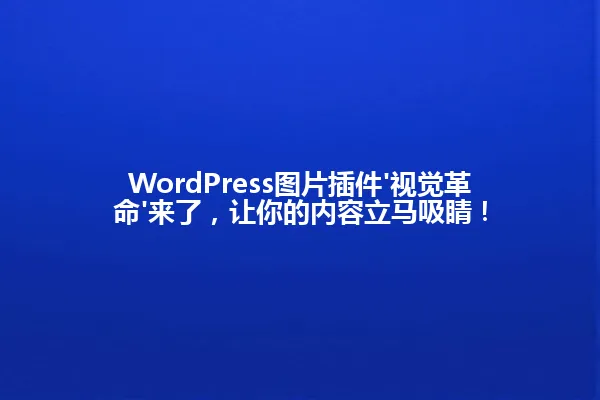 WordPress图片插件'视觉革命'来了，让你的内容立马吸睛！ 一