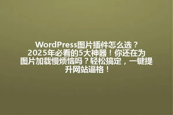 WordPress图片插件怎么选?2025年必看的5大神器!你还在为图片加载慢烦恼吗?轻松搞定,一键提升网站逼格! 一
