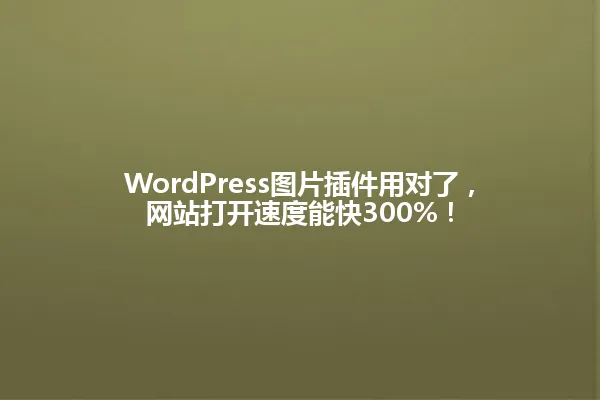 WordPress图片插件用对了,网站打开速度能快300%! 一