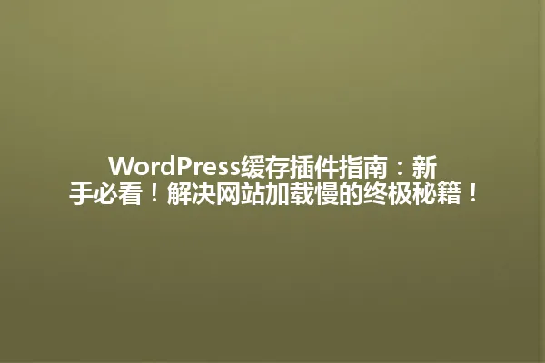 WordPress缓存插件指南:新手必看!解决网站加载慢的终极秘籍! 一