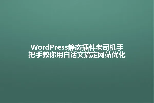 WordPress静态插件老司机手把手教你用白话文搞定网站优化 一