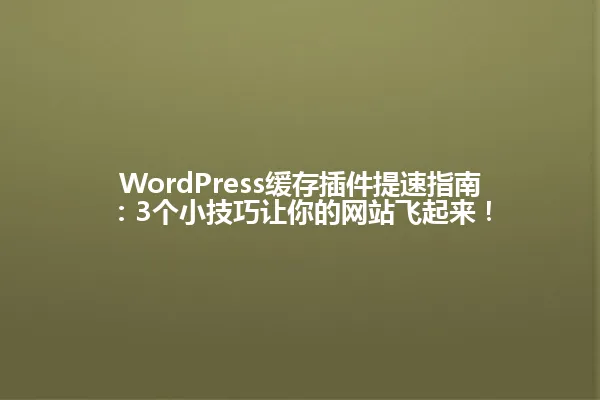 WordPress缓存插件提速指南:3个小技巧让你的网站飞起来! 一