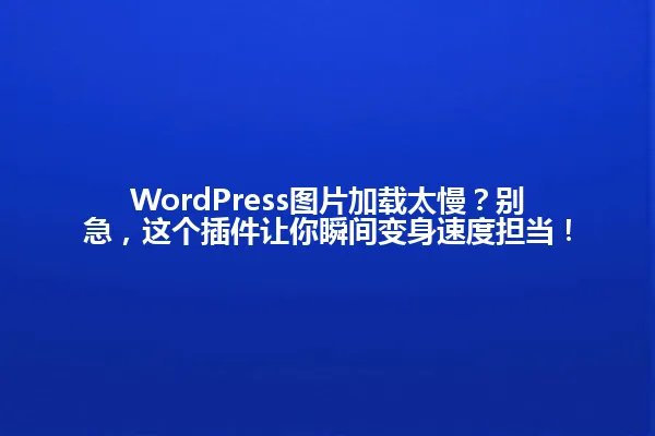WordPress图片加载太慢?别急,这个插件让你瞬间变身速度担当! 一