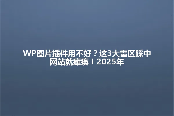 WP图片插件用不好?这3大雷区踩中网站就瘫痪!2025年 一