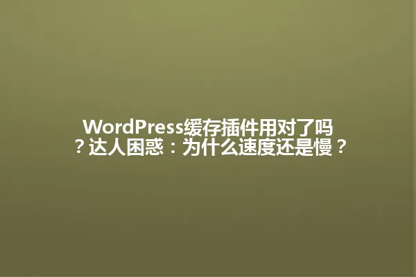 WordPress缓存插件用对了吗?达人困惑:为什么速度还是慢? 一