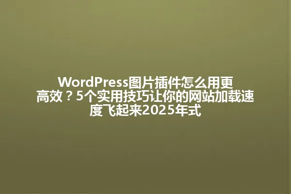 WordPress图片插件怎么用更高效?5个实用技巧让你的网站加载速度飞起来2025年式 一