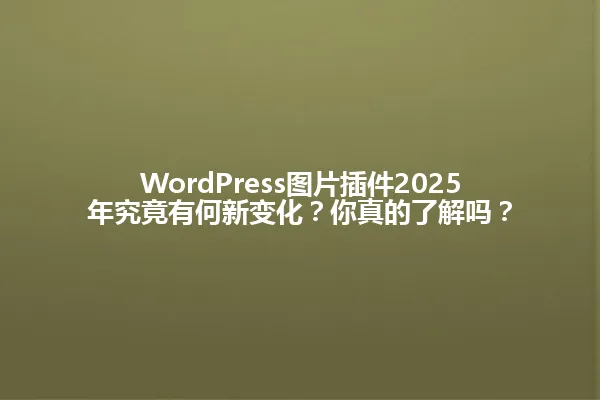 WordPress图片插件2025年究竟有何新变化？你真的了解吗？ 一