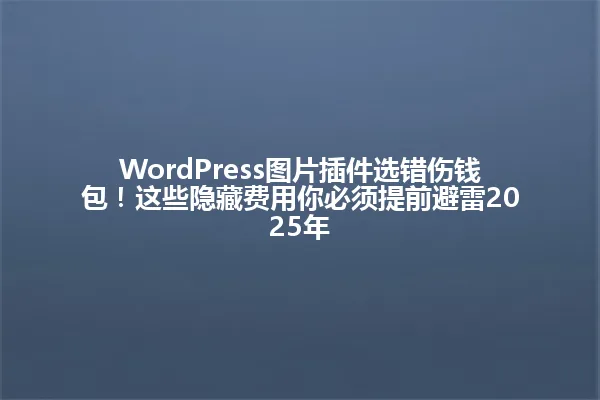 WordPress图片插件选错伤钱包!这些隐藏费用你必须提前避雷2025年 一