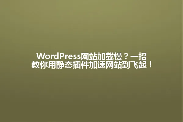 WordPress网站加载慢?一招教你用静态插件加速网站到飞起! 一