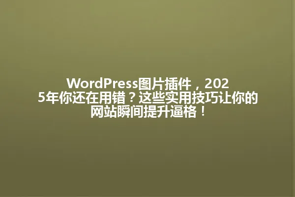 WordPress图片插件，2025年你还在用错？这些实用技巧让你的网站瞬间提升逼格！ 一