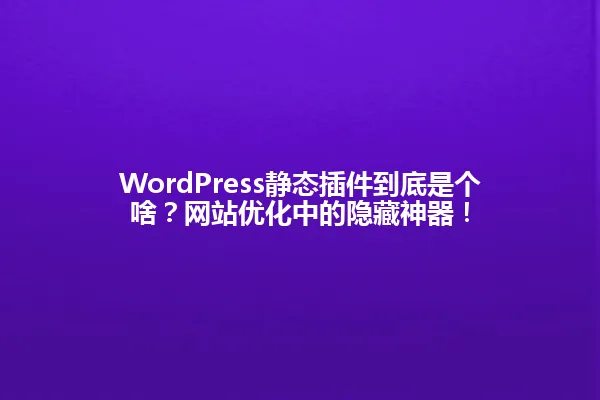 WordPress静态插件到底是个啥？网站优化中的隐藏神器！ 一