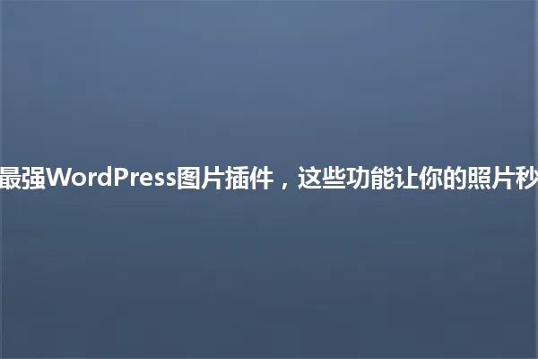 2025年最强WordPress图片插件,这些功能让你的照片秒变大片! 一