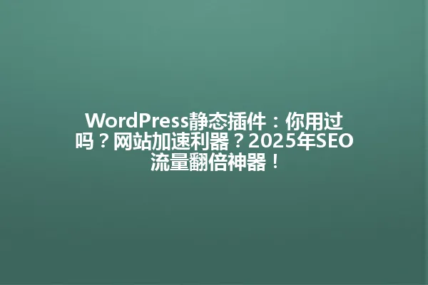 WordPress静态插件:你用过吗?网站加速利器?2025年SEO流量翻倍神器! 一